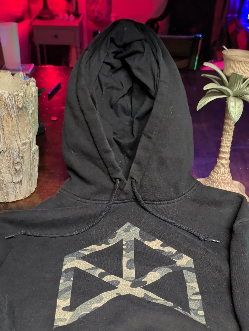Darc Sport Black  Hoodie with Camouflage Geometric Logo